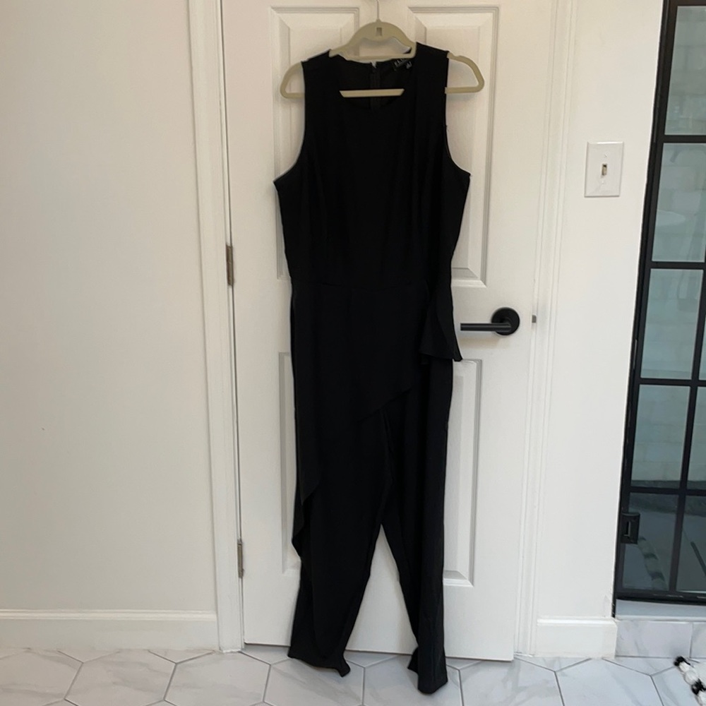 Eloquii jumpsuit with asymmetric ruffle